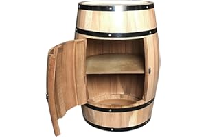 YXBDD Solid Wood Oak Barrel Wine Cabinet with Locking Door - Decorative Beer Barrel Display - Natural Wood Storage - Perfect Wine Cellar Decoration
