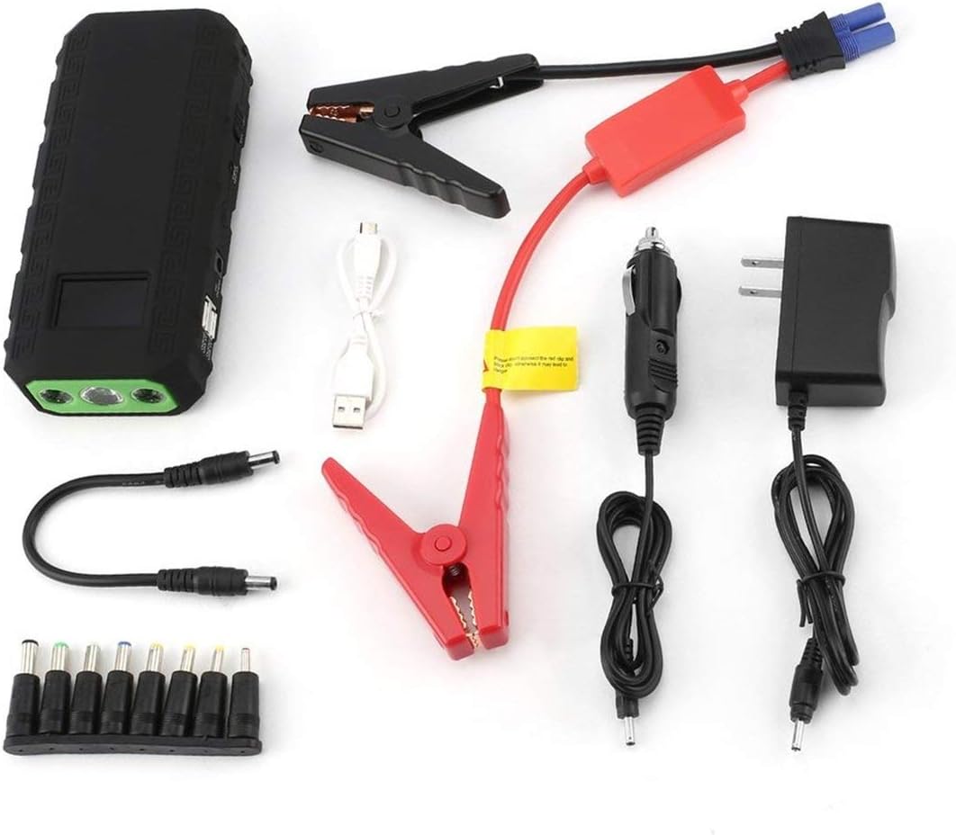 Sairis 68800mAH LCD Display 12V 4 USB Portable Mini Car Emergency Jump Starter Booster Battery Charger Power Bank For Emergency-black & green