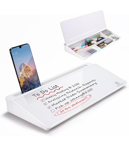 Small Desktop Glass Dry-Erase Whiteboard - 8x6 Inches With Stand, Marker Tray, Non-Slip Base For Desk Or Table - View #7