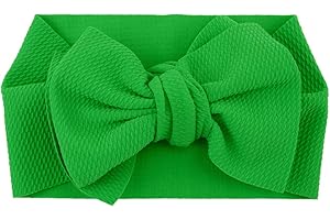 Koolgil Baby Girl's 8'' Soft Big Bow knot Nylon Headband Toddler Hairband for Photography Travle Party Festivals (Green)