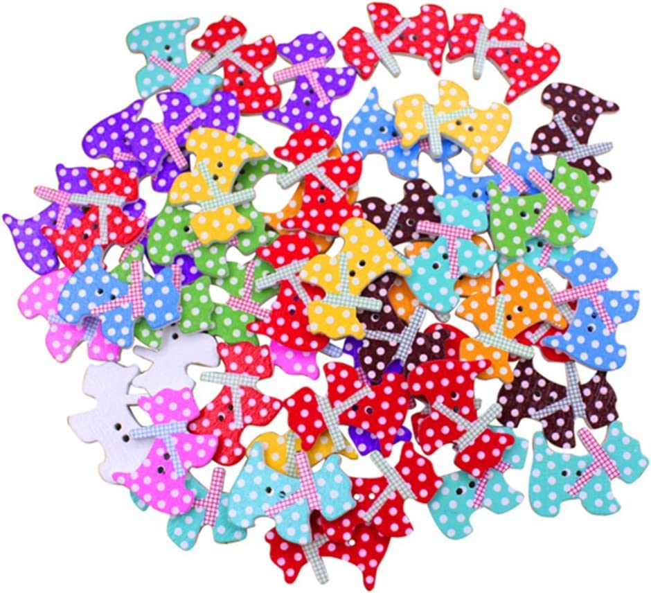 Krizma 50 x Assorted Cute Dog Wooden Buttons 2 Holes for Sewing Scrapbooking Craft