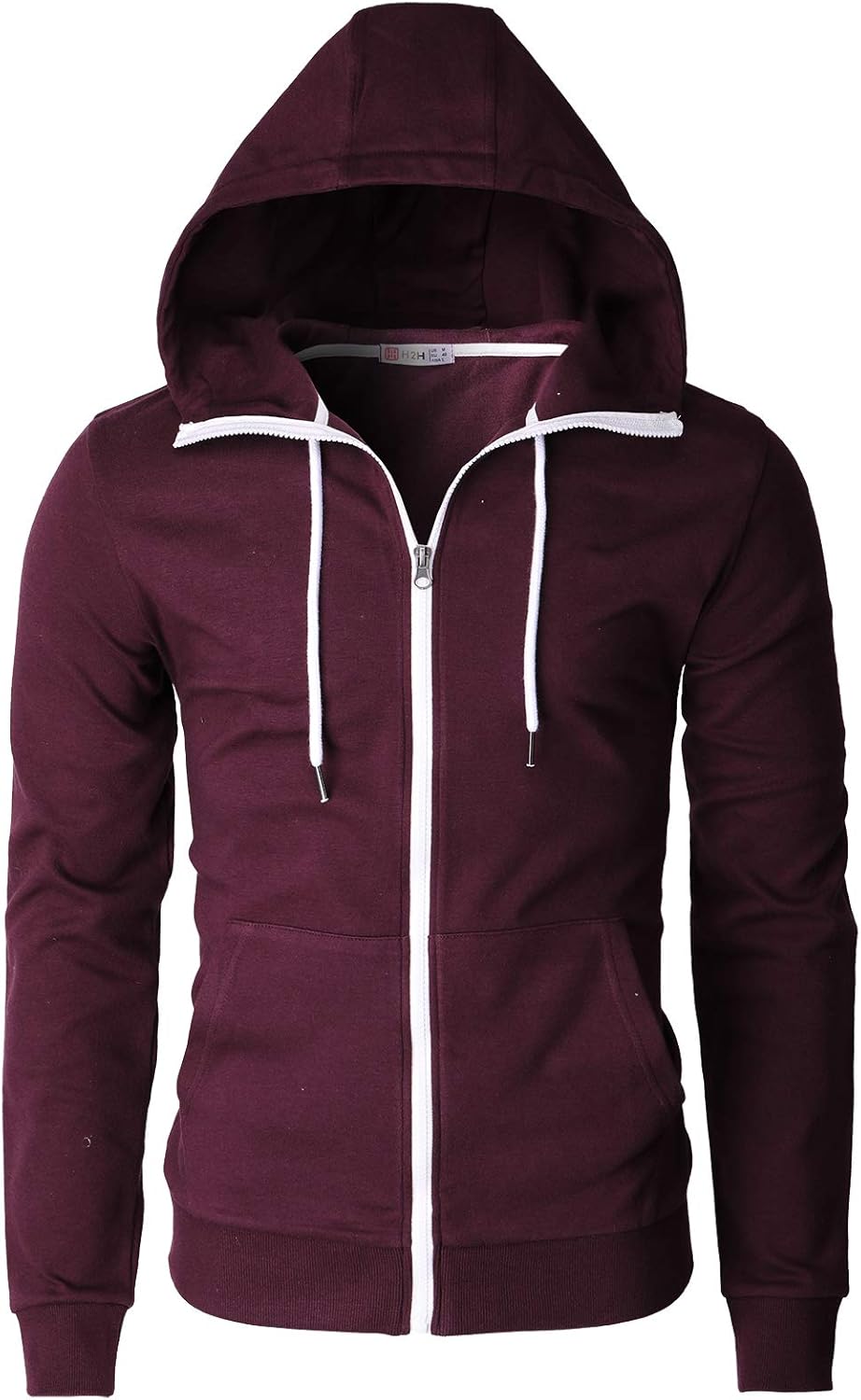 H2H Mens Casual Zip up Hoodie Jacket Double Cotton Lightweight Hooded at  Men’s Clothing store