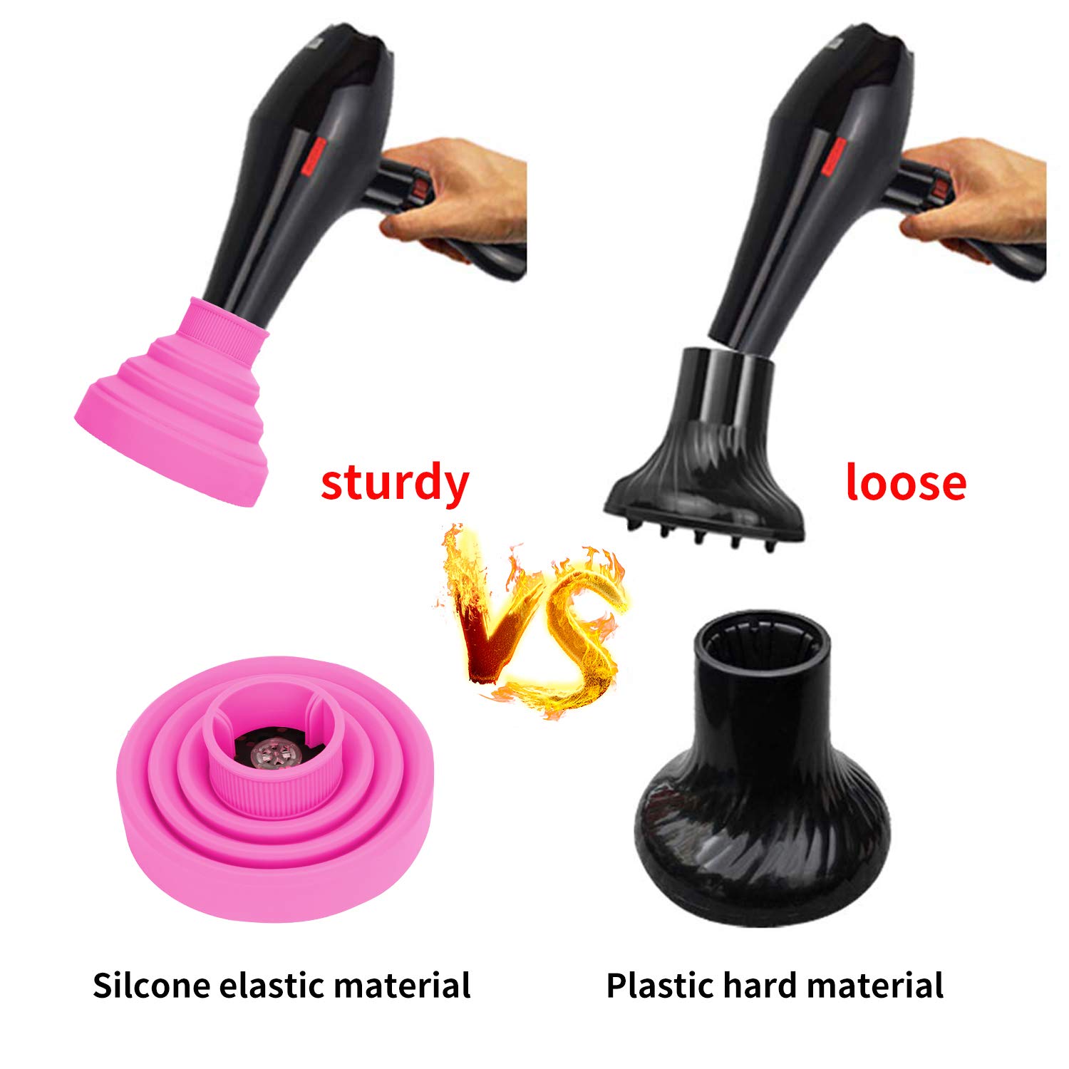 Universal Collapsible Hair Dryer Diffuser Attachment- Salon Grade tool ,Lightweight Foldable Portable Travel Folding Design Fit Most of blow Dryers-PinkPink: Beauty