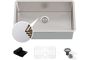 Beleeb Undermount Embossed Kitchen Sink, 32x19”, Scratch-Resistant 3D Microbead Finish, Single Bowl Stainless Steel, 10" Deep, Easy-Clean