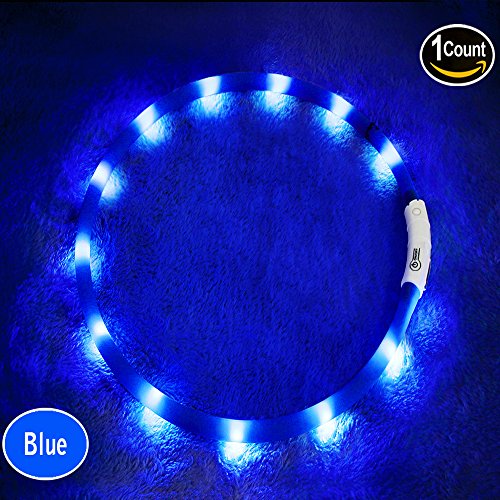 LED Dog Collar,USB Rechargeable Glowing Dog Collars, Light Up Collar Improved Pet Safety &Visibility at Night, 3 Flashing Modes,Water-Resistant Lighted Collar Fits For Small Medium Large Dogs