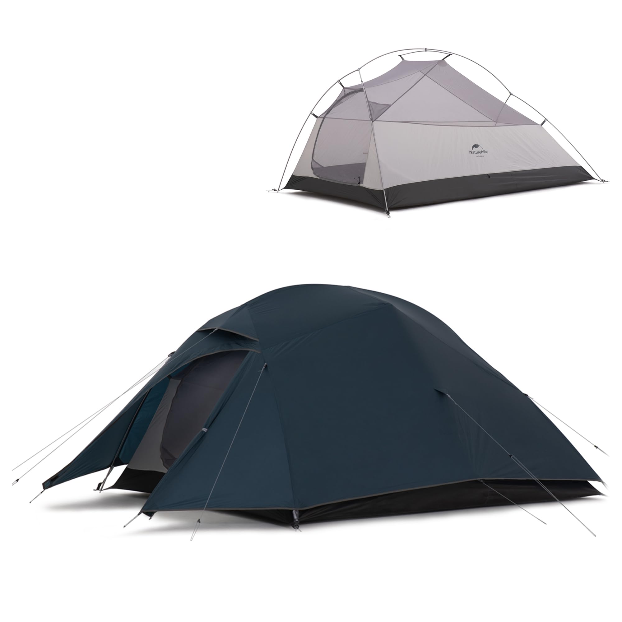 Photo 1 of Naturehike Cloud-Up 3 Person Tent Lightweight Backpacking Tent with Footprint - Doule Layer 3 Season 3 Man Tent, Free Standing Camping Hiking Tent for Camping (20D Navy Blue)