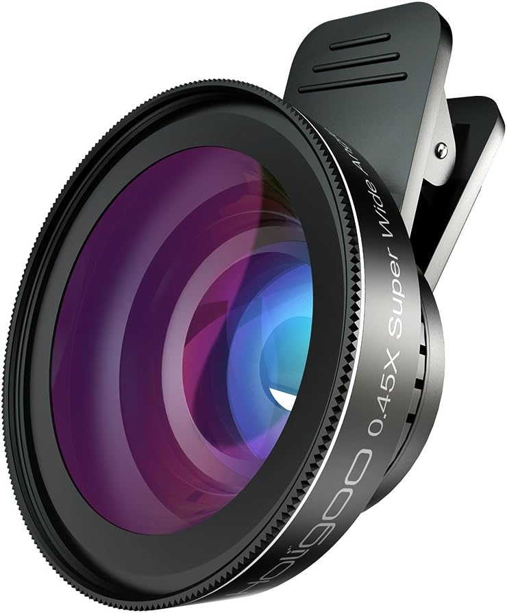 Holigoo Cellphone Camera Lens kit Clip-On Professional Cell Phone Lens for iPhone 7/iPhone 6s/6s Plus/6/5, Samsung & Most Smartphones (2 in 1 0.45X)