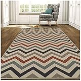 Superior Chevron Collection 5' x 8' Area Rug, Indoor/Outdoor Rug with Jute Backing, Durable and Beautiful Woven Structure, Contemporary Multi-colored Zig-Zag Pattern