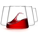 Zubebe Set of 4 Stemless Wine Glass 12 oz Glass Cups for Red & White Wine Modern Drinking Dishwasher Safe Gifts for Christmas