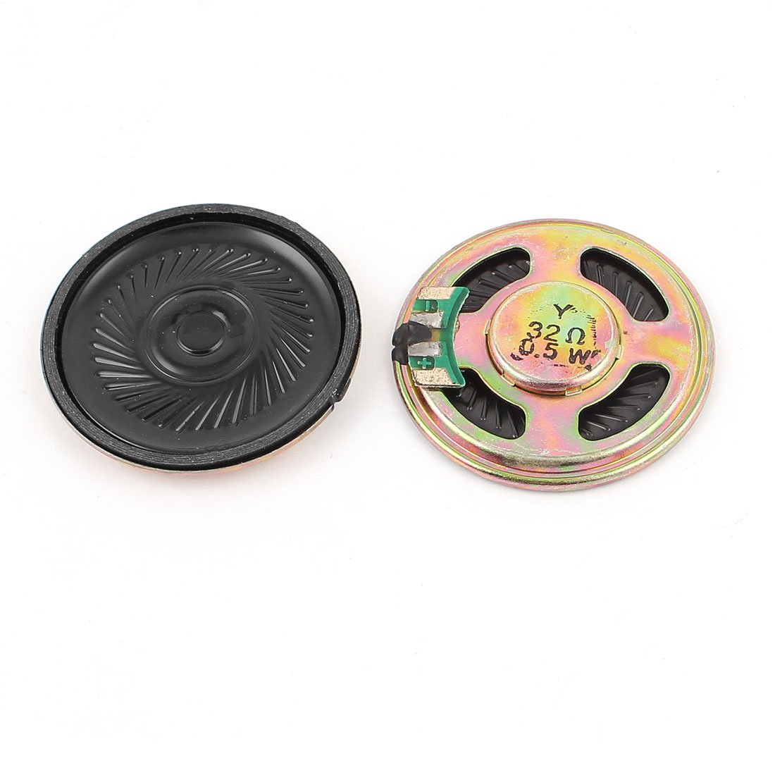 sourcing map 2Pcs 0.5W 32Ohm 40mm Round Inside Magnet Electronic Speaker Trumpet