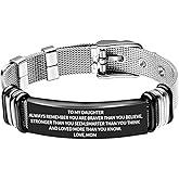 TOWAMOE To My Daughter Bracelet Inspirational Stainless Steel Bracelets Birthday Graduation Gifts for Daughter from Mom Dad(Black)