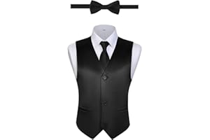Lycody Boys Satin Vest Shiny Kids Dress Vests and Tie Set Wedding Prom Ring Bearer Outfit 3 Piece Boy Waistcoat