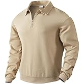 CORTUBO Mens Quarter Zip Pullover Mock Neck Knit Long Sleeve Sweatshirt Athletic Casual Polo Sweater