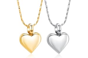 Imrsanl Small Heart Urn Necklace for Ashes Cremation Jewelry for Women Stainless Steel Pendant Memorial Ash Holder Loved Ones Keepsake