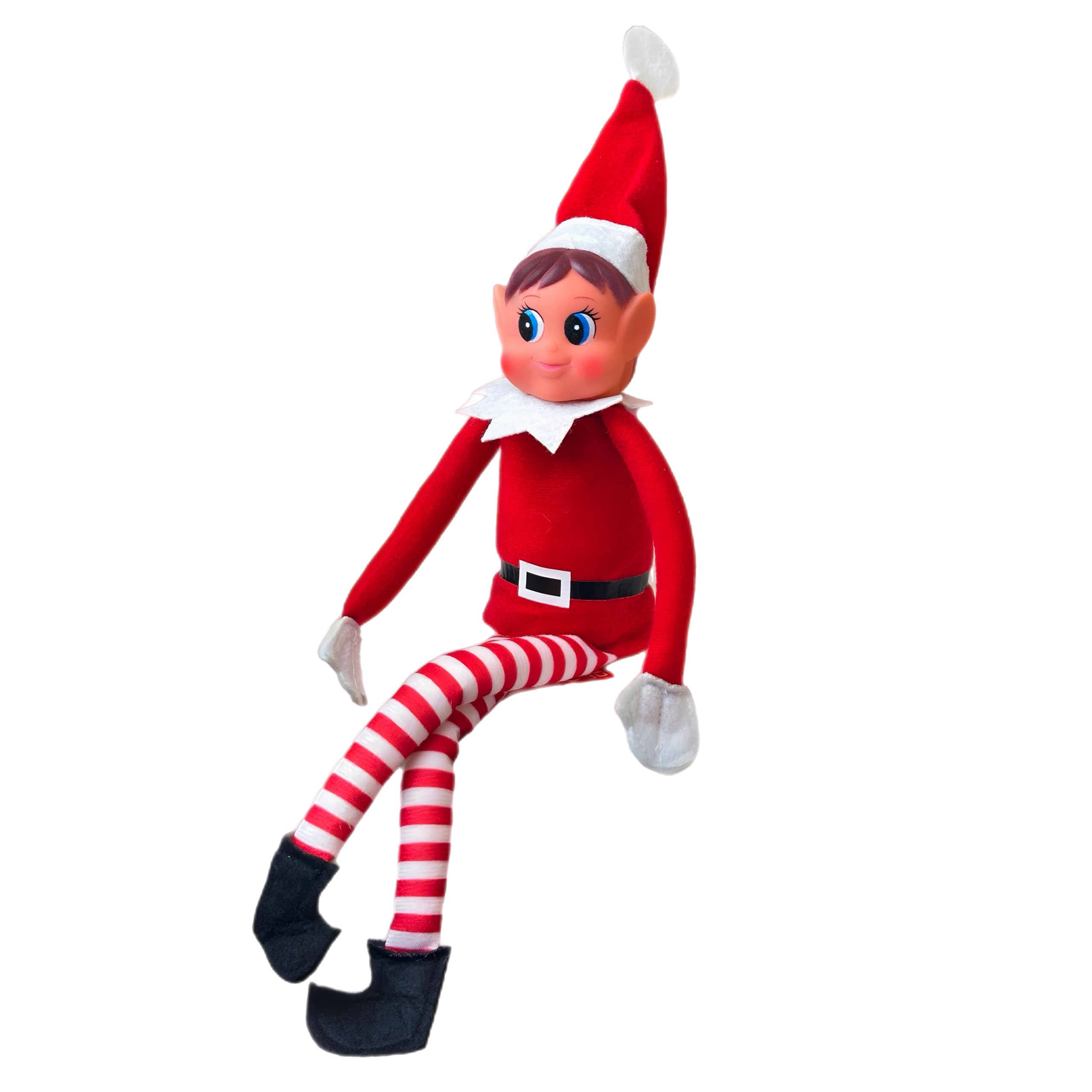 Naughty Little Xmas Elf - Elvie (Girl) - Fun and Playful Elves Behavin’ Badly Figure with Soft Body and Vinyl Face – Hook and Loop Grip Hands for Causing Mischief and Mayhem Around the Home House