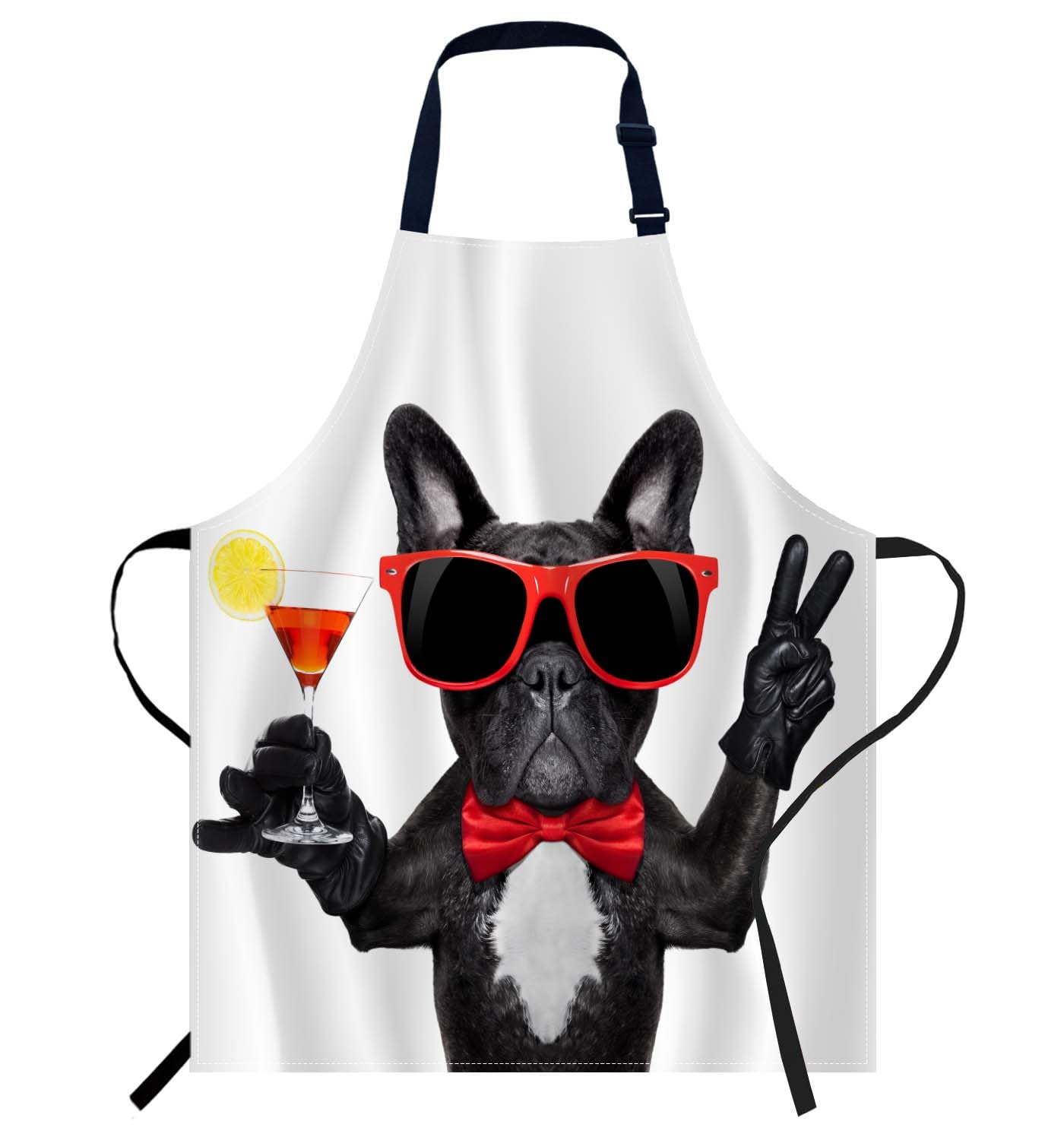 Smooffly French Bulldog Dog Apron Adjustable Bib Chef Aprons Cooking Apron Unisex Women Men Aprons Perfect for Home Kitchen, Baking, Gardening, Restaurant, Coffee house BBQ