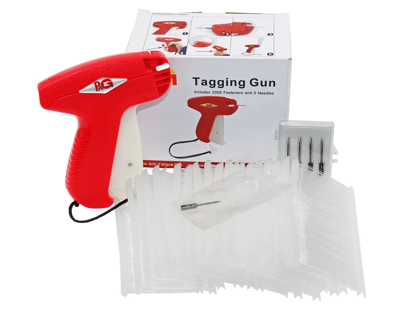 PAG Fine Tagging Gun Price Tag Attacher for Clothing with 5 Needles and