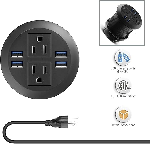 Desk Power Grommet Outlet With Usb Recessed Power Strip