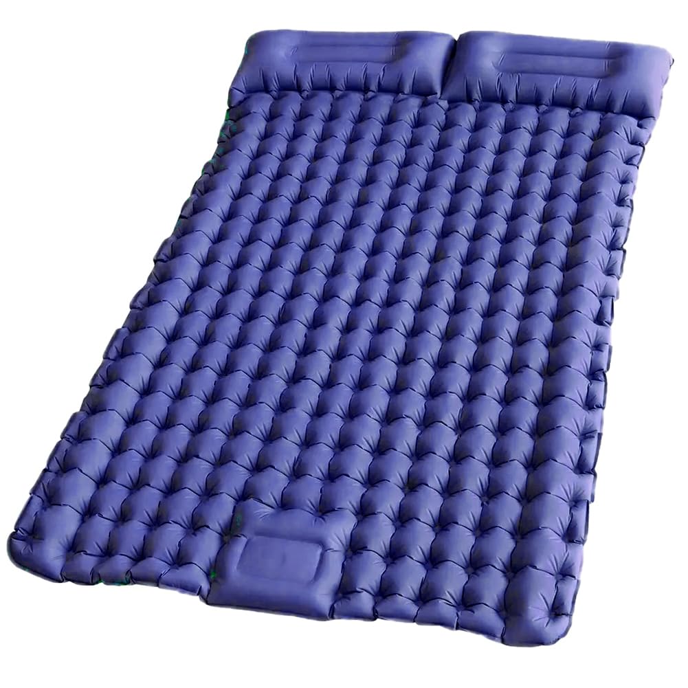 Loboo Idea Camping Sleeping Pad with Built-in Pump, Self-Inflating Sleeping Mats For Camping, Sleeping Pad For Tents,Hiking,Family Camping Winter Sleeping Pad (Blue, Double)