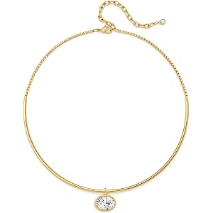 WOWORAMA Gold Choker Collar Necklace with CZ Pendants for Women | Minimalist Dainty Wire Choker, Cubic Zirconias Pendants, Tr