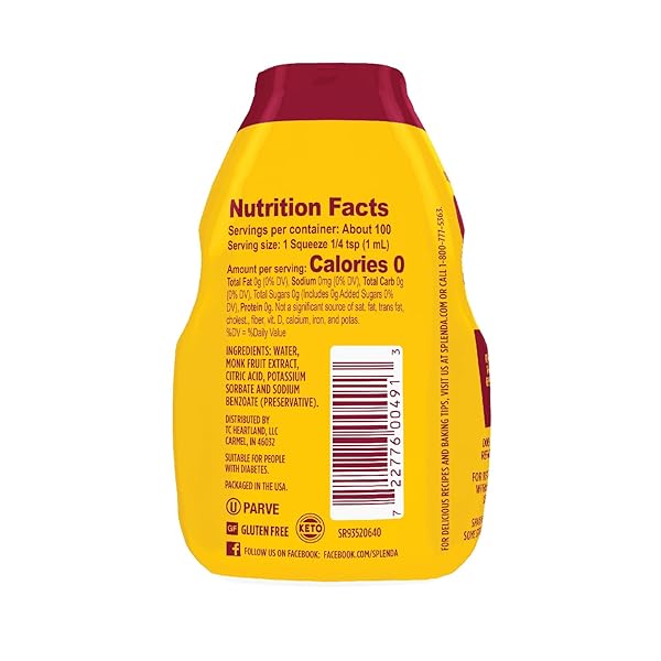 SPLENDA MONK FRUIT LIQUID ZERO CALORIE SWEETENER DROPS, 3.38 FL OZ BOTTLE (PACK OF 1)