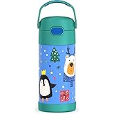 THERMOS FUNTAINER Water Bottle with Straw - 12 Ounce - Kids Stainless Steel Vacuum Insulated Water Bottle with Lid, Penguin