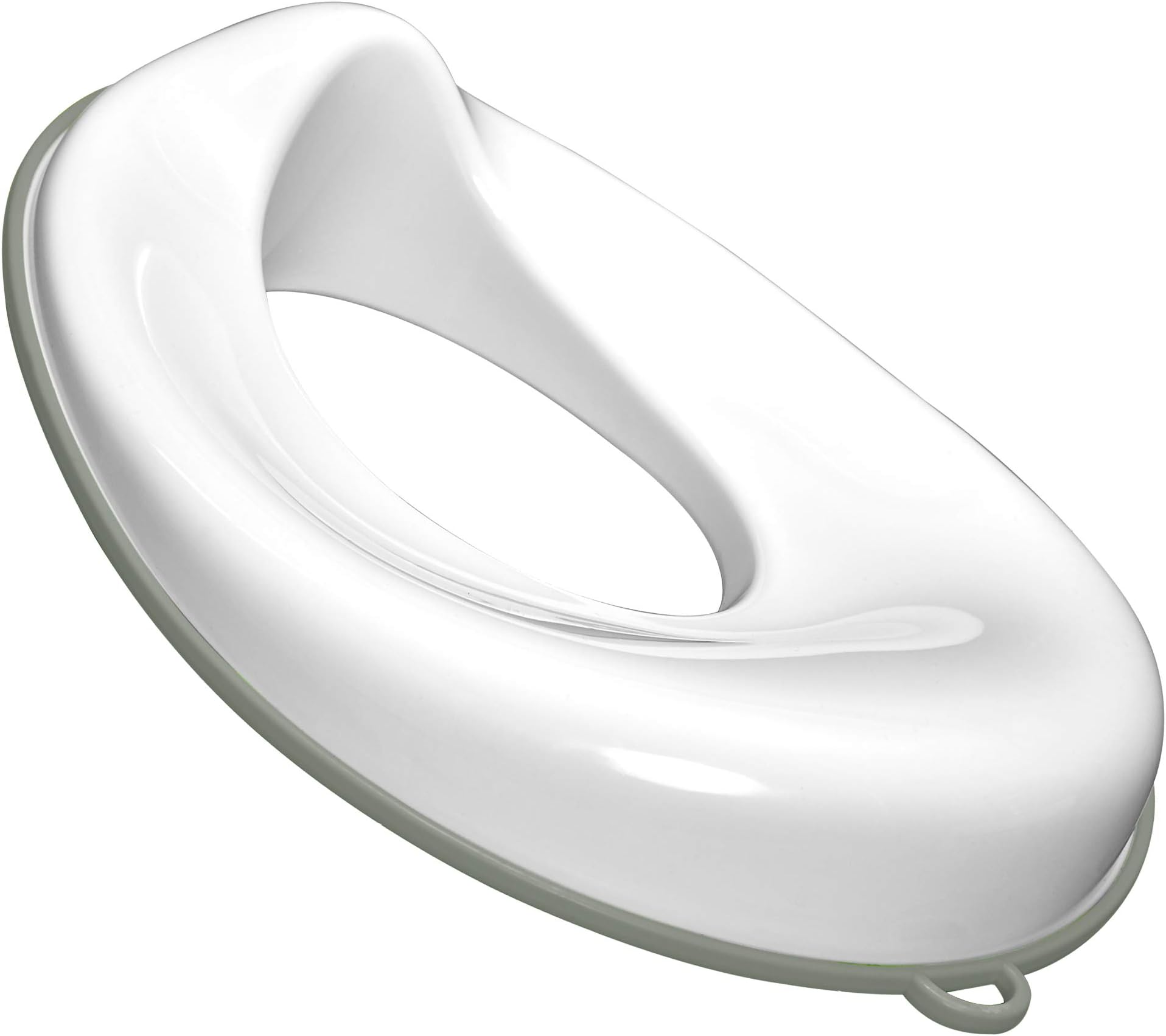 Grey Potty Training Seat - Non Skid Safety Grip, Splash Guard, Easy Wipe Clean, Hanging Storage Loop - Fits Oval and Rounds Toilets - for Baby and Toddler Boys and Girls - by Tainor