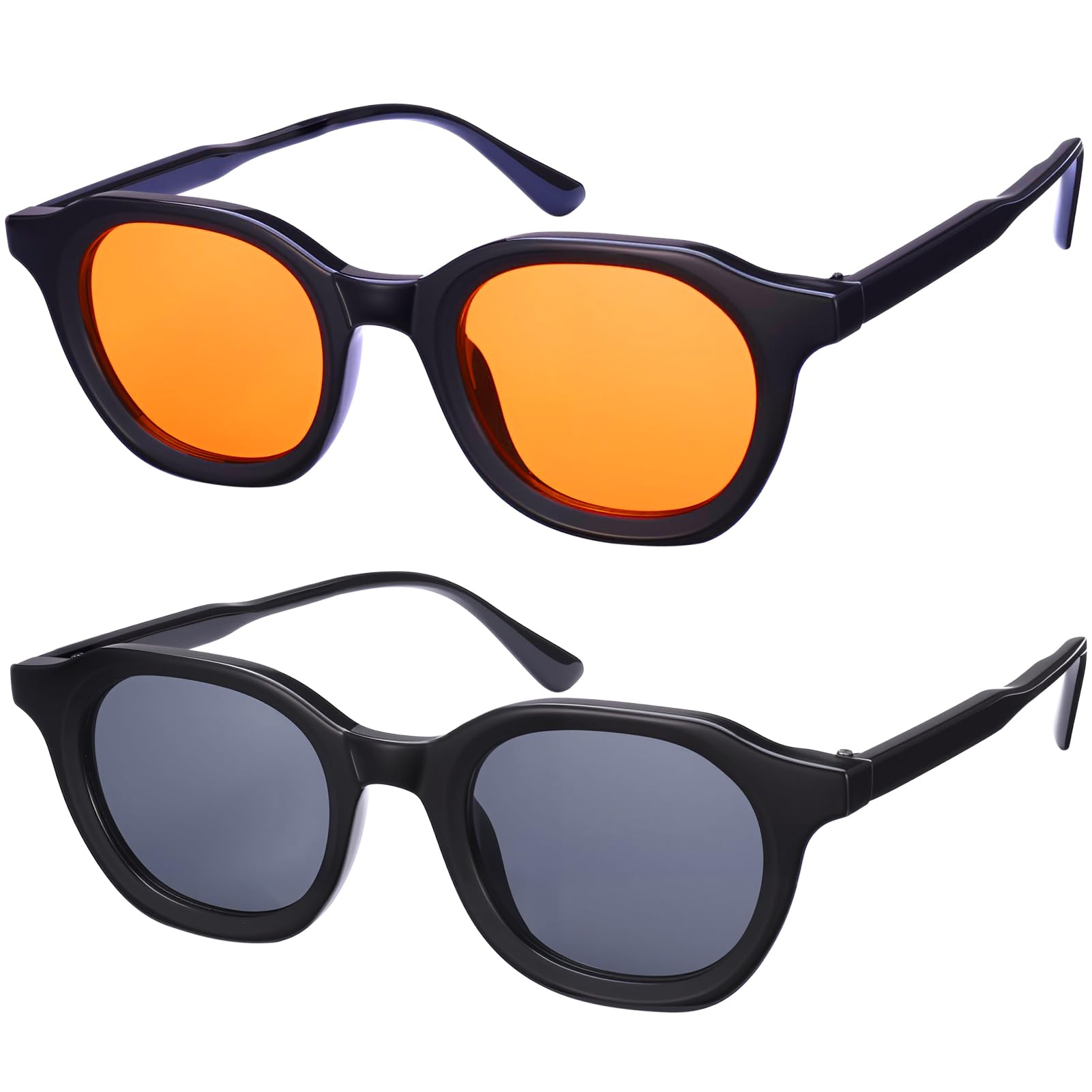 Photo 1 of GGSTDDUP Retro 70S Vintage Sunglasses Unisex 2 Pairs Lightweight Small Round Orange Gray Tinted Trendy Sun Glasses for Women Men