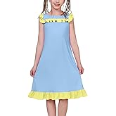 QPANCY Girls Nightgowns Vintage Ruffle Sleeveless Sleep Dress Soft Square Neck Pajamas Knee Length Princess Nightdress