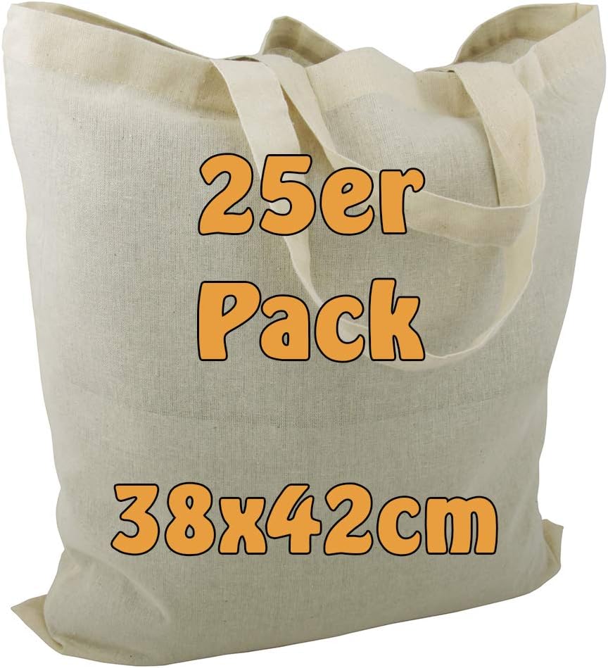 Natural Cotton Tote Bag Plain With Two Short Handles 38 x 42 Pack of 25