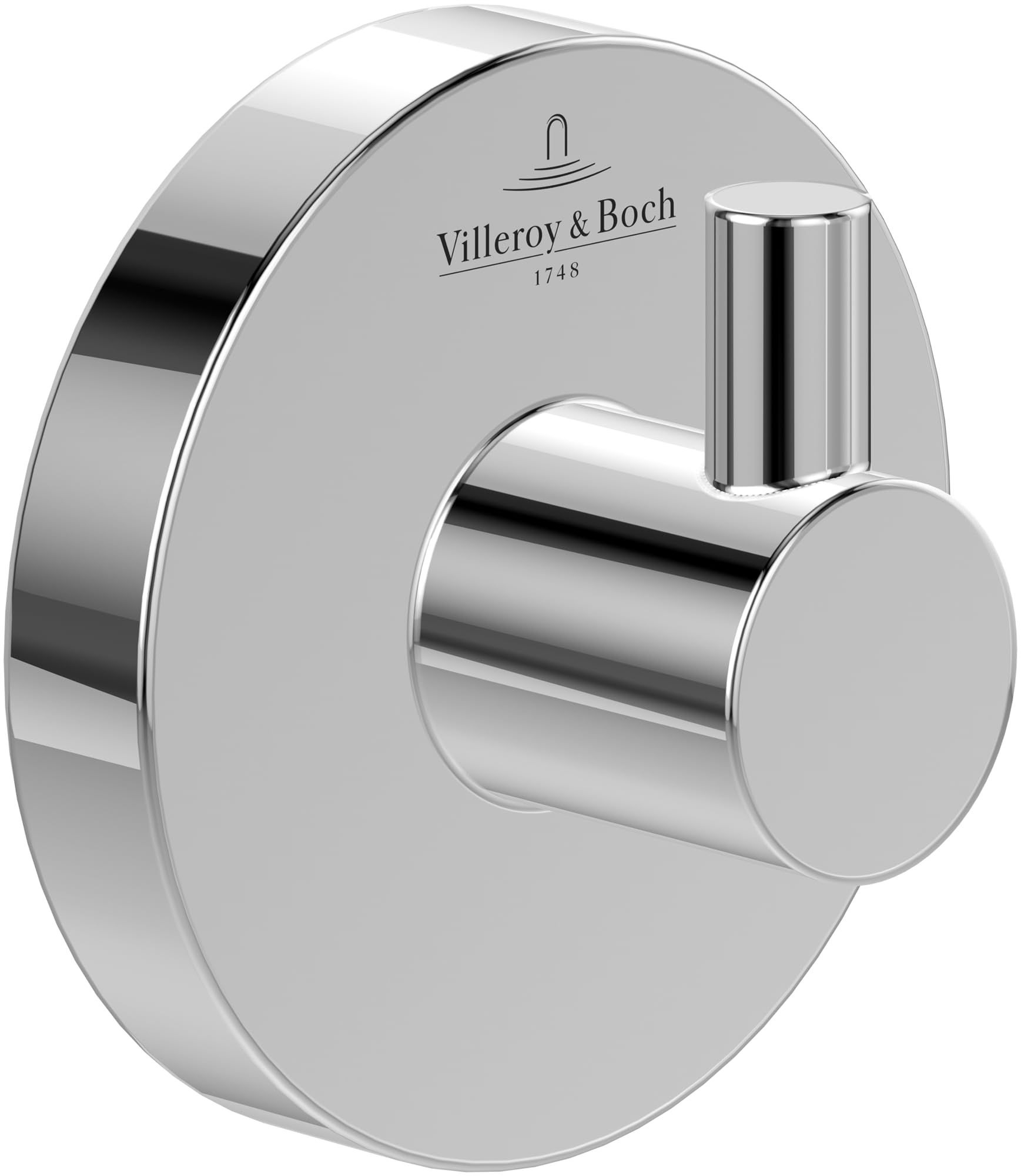 Villeroy & Boch Elements - Tender Towel Hook, Towel Holder for Wall Installation, Towel Hook Made from zinc, Bathroom Accessory, Round Bathroom Hook, 54 x 32 x 54 mm, Chrome โ image 1