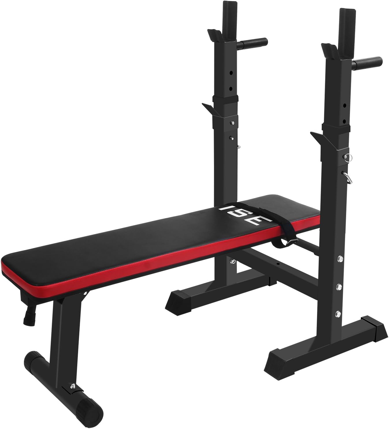 ISE Folding Weight Bench with Adjustable Barbell Rack Home Workout Gym