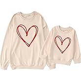 SOFEON Mommy and Me Valentines Matching Sweatshirt Love Heart Graphic Long Sleeve Pullover Casual Shirt Tops