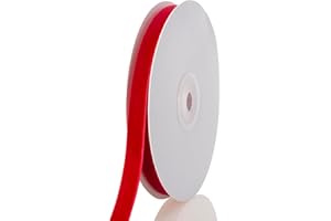 ATRBB Red Velvet Ribbon - 3/8 Inch Width, 10 Yards Per Roll - Classic Elegant Flocked Ribbon for Gift Wrapping, Crafts, and Decorations