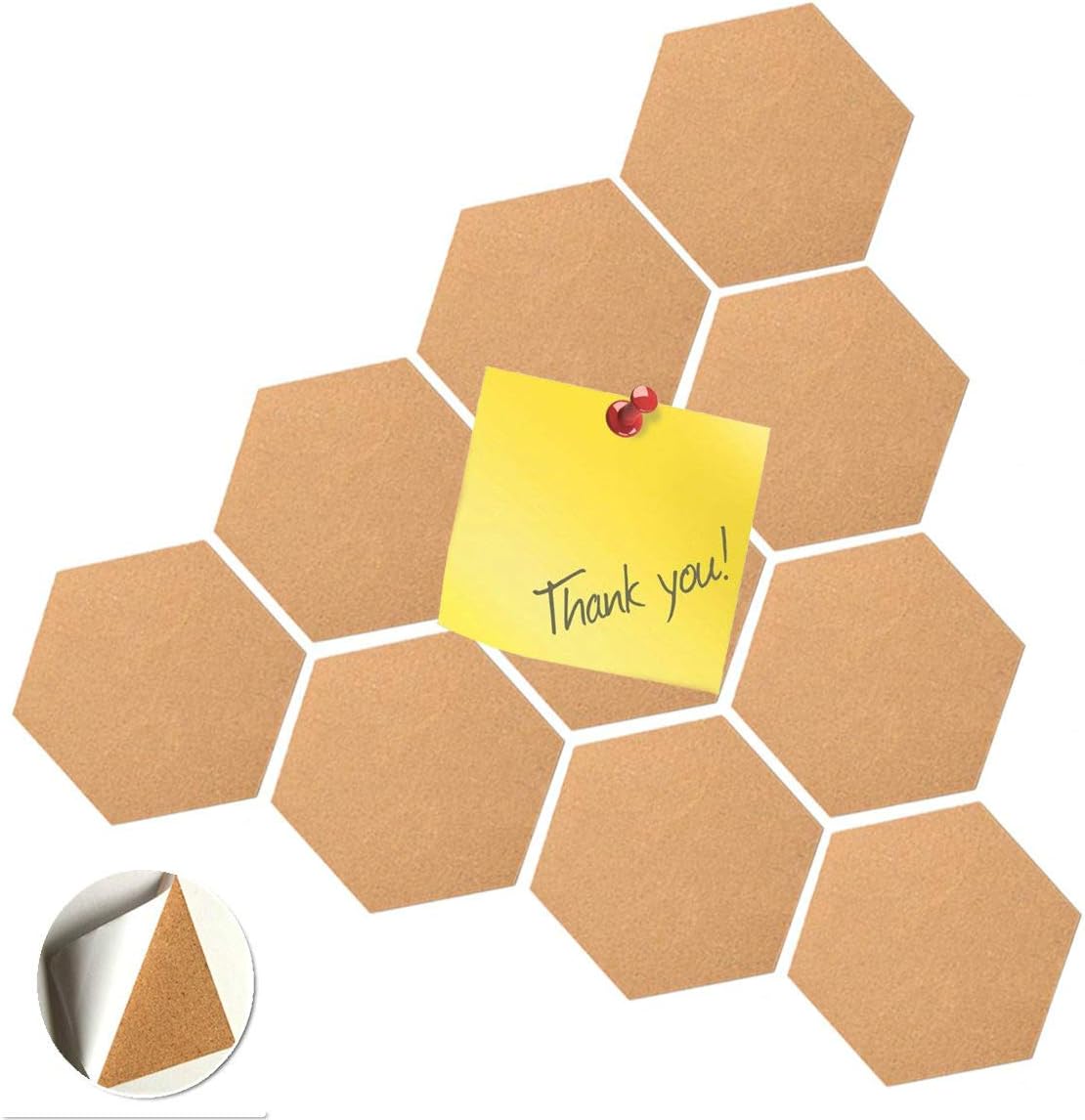 Hexagon Cork Board Cork Tiles Pinboard Self Adhesive 5 mm Thick (Pack