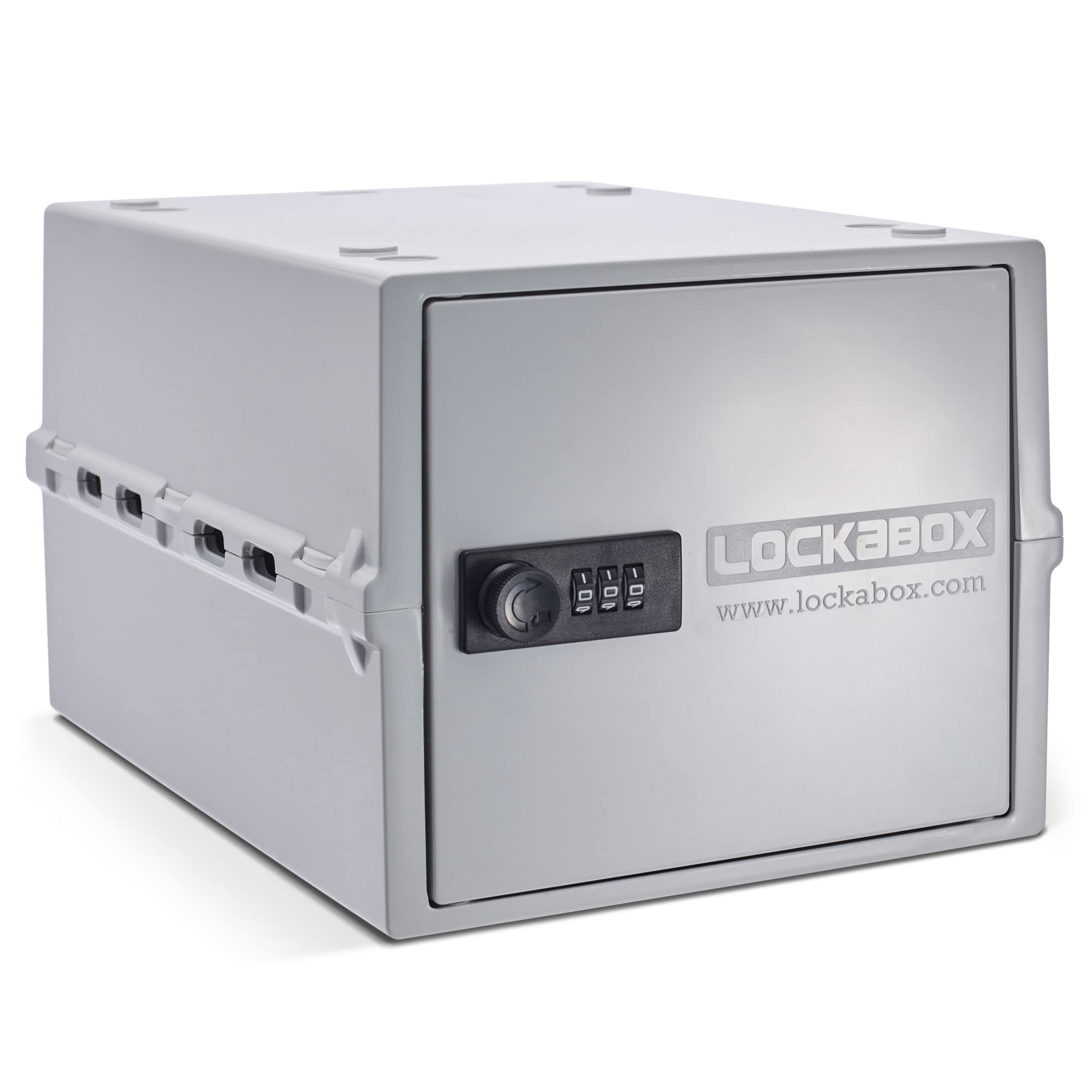 Lockabox One™ | Premium Lockable Storage Box (10L) | Combination Lock Box for Food, Medicine & Home Safety | Made In Britain | External Size 31 x 21 x 17 cm (Opal White)