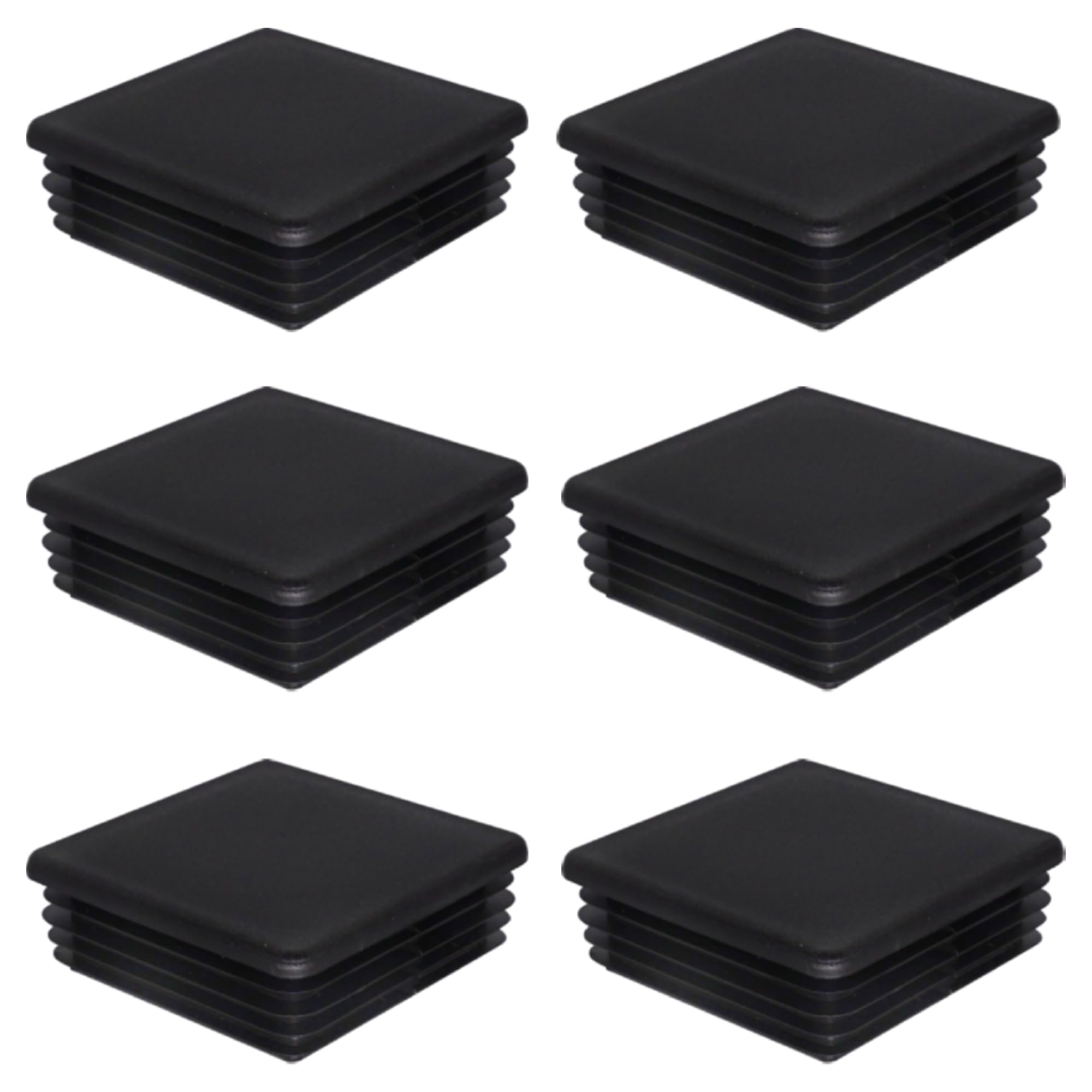 SKIR'CO (6 pcs) Square Plastic Plugs 80 x 80 mm, Mat Tube End Caps, Square Tube Inserts, Fence Post Plugs, Black RAL 9005