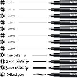 AKARUED Black Fineliner Pens 12 Pack Sketch Drawing Set Waterproof Micron Liner view 2