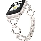 Yncamoo Slim Band Compatible with Apple Watch 41/40/38/44/45/46/49/42mm SE Series 11 10 9 8 7 6 5 4 3 2 1 Ultra, Women Adjustable Replacement Bracelet, Jewelry Metal Strap