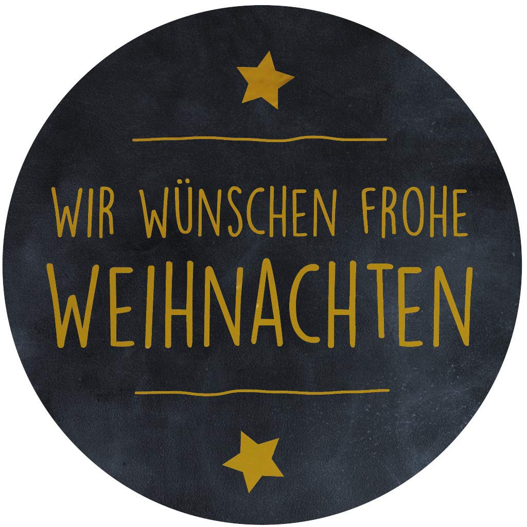 Avery Zweckform 200 Stickers Merry Christmas (Made in Germany, Diameter 38 mm, Black Christmas Stickers Golden Lettering, Self-Adhesive Christmas Decoration Gifts, Cards, Bags) Stickers on a Roll,
