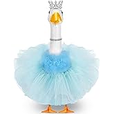 Locmeo 4 Pcs Princess Porch Goose Outfit for 23" 17" Cement Lawn Goose Costume Crown Necklace Tutu Skirt Feather Trim for Princess Outdoor Garden Lawn Art Decor(Blue)