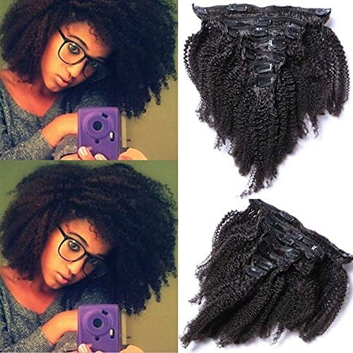 10inch Afro Kinky Curly Clip in Human Hair Extensions Brazilian Virgin Hair 4C Kinky Curly Human Hair Clip in 7Pcs 120g/Set