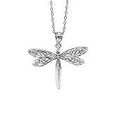Charm America - Silver Dragonfly Pendant Necklace- 925 Sterling Silver- Silver Adjustable Necklace 16"-18"