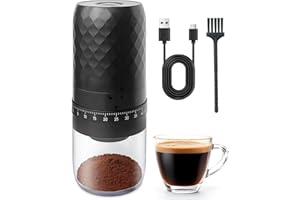 Aswitye Portable Electric Coffee Grinder with 40 Adjustable Settings, 1800mAh Rechargeable Battery and Faster Grinding, Coffee Bean Grinders with Cleaning Brush for Camping, Travel, Office, Home