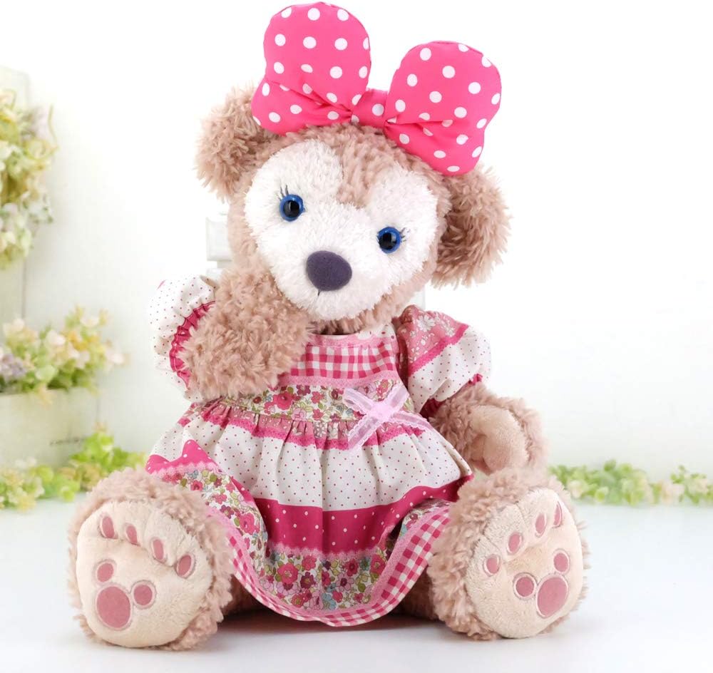 Amazon ダッフィー シェリーメイ 日本製 ぬいぐるみ用 コスチューム 服 洋服 着せ替え 衣装 43cm Sサイズ 手作り ハンドメイド ディズニー シー くま Duffy Shelliemey Cushucush 196s ピンク 花柄 パフスリーブ ワンピース リボン 2点セット ぬいぐるみ