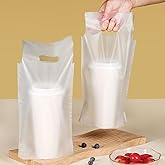 Elyfree Drink Carrier for Delivery, Clear Cup Carrier with Handle for Drink Cups/Coffee/Tea/Juice, Plastic Bags for Drinks, Portable Take Out Bags for Coffee Shop/Restaurant/Bar (1 cup, 100 Pack)