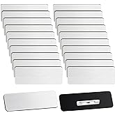 Breling 100 Pieces Name Tags with Pins 1 x 3 Inches Blank Name Tags Reusable ID Badge Holders with Clip for Office Workers Students Employee Custom(Silver and Black)