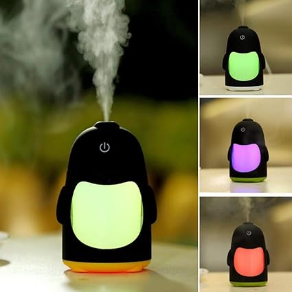 Buyerzone Penguin Shaped Mini Air Freshener Humidifier with LED Night Light for Car, Home