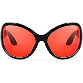 FEISEDY Oversized Trendy Sunglasses Classic Oval Wrap Around Stylish Big Frame Shade Women Glasses B2391