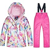 SEARIPE Girls Ski Jacket and Pant Set Winter Warm Snowsuits Kids Toddler Waterproof Outdoor Ski Suit